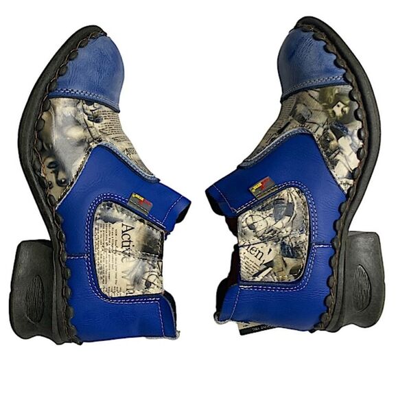 TMA Eyes Leather Ankle Booties Womens 7.5 Retro Boho Patchwork Witchycore Chunky - Picture 6 of 8